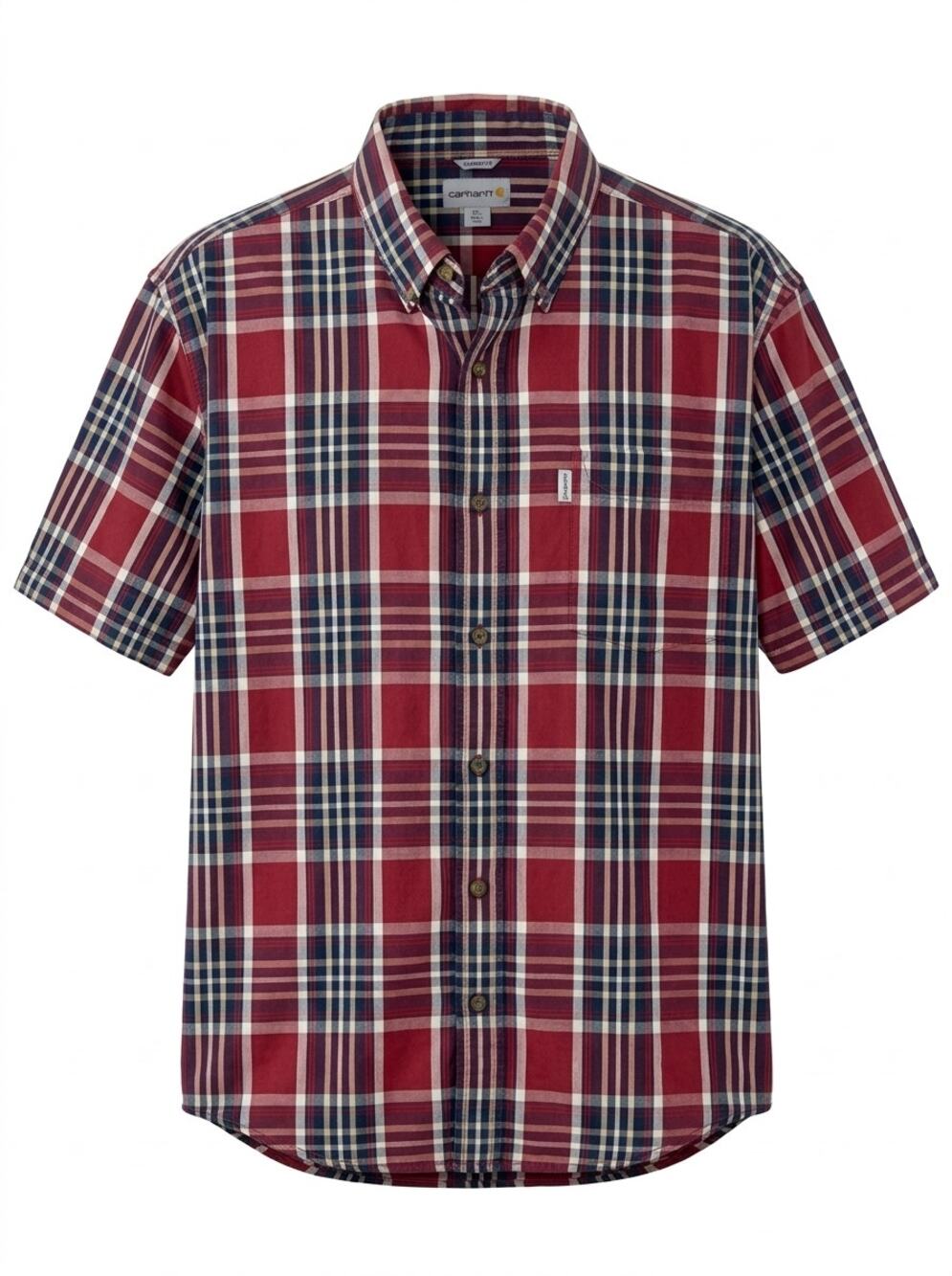 Carhartt Relaxed Fit Red Plaid Short Sleeve Button Shirt Men Size 2XL